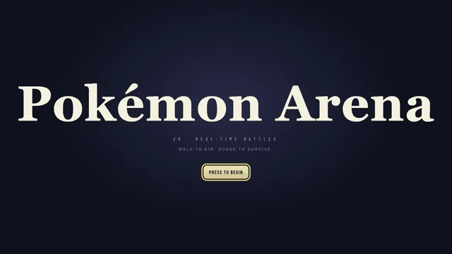 Pokémon Arena 2D title screen captured from the live game